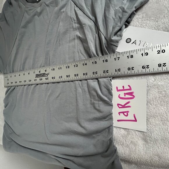 Athleta Womens With Ease Cinch Tee Large Short Sleeve Breathable Gray New - Picture 6 of 7